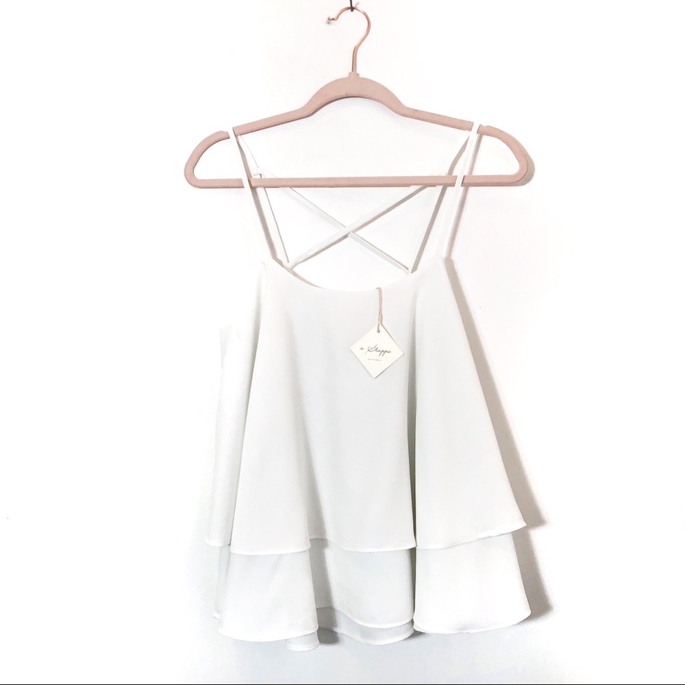 A SHAPPE | White Layered Tank - Picture 2 of 6